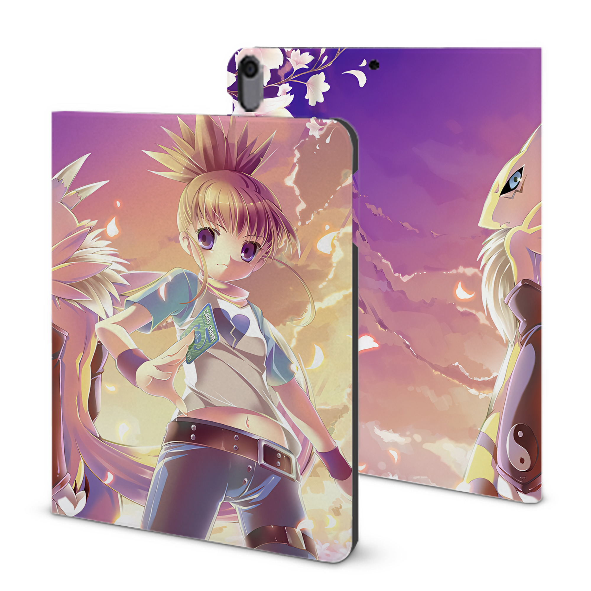 （画像用） Digimon デジタルモンスター/デジモン IPad ケース ブック型 PUレザー TPU 耐衝撃 軽量 薄型 ペン収納なし 全面保護 IPad 各モデル対応